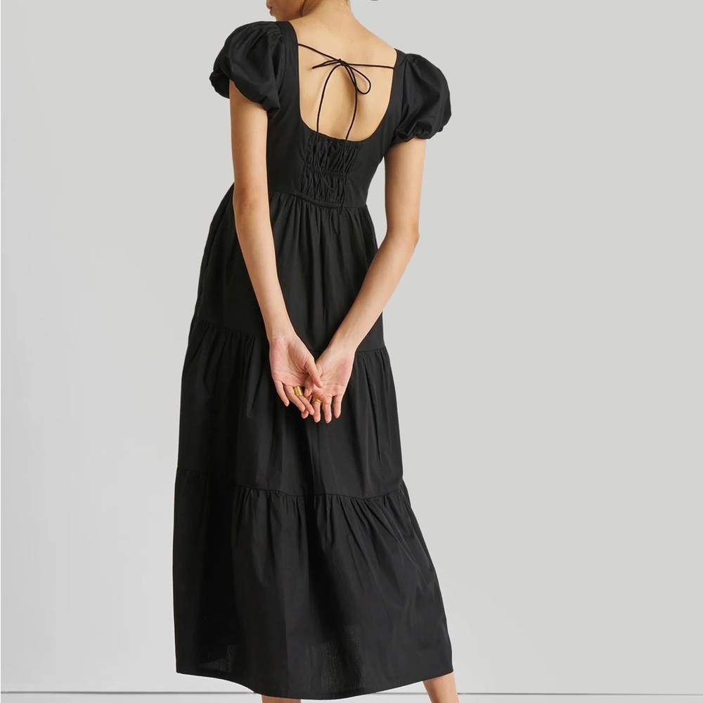 NIA black tiered dress puff sleeve open back